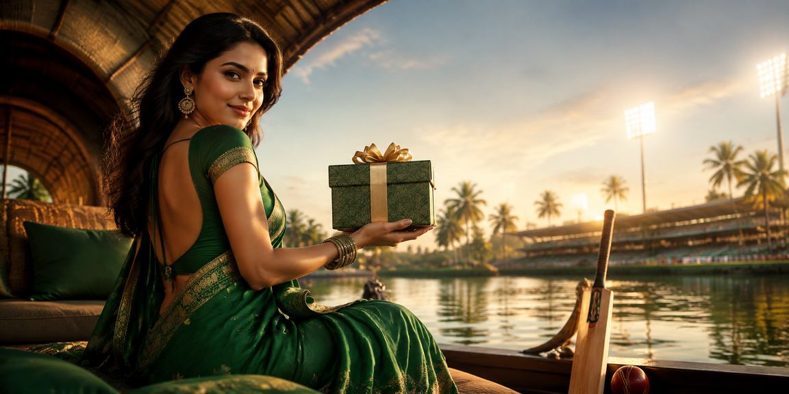 Woman in Kerala enjoying cricket betting and seamless mobile deposits
